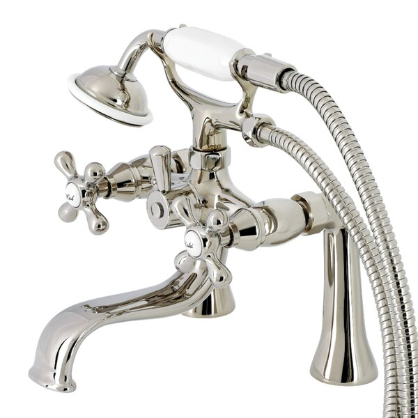 Kingston Brass KS228PN Deck Mount Clawfoot Tub Faucet with Hand Shower, Polished Nickel KS228PN - main